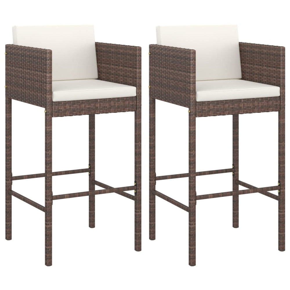vidaXL 2/4x Bar Stools with Cushions Poly Rattan Chair Furniture Multi Colors-1