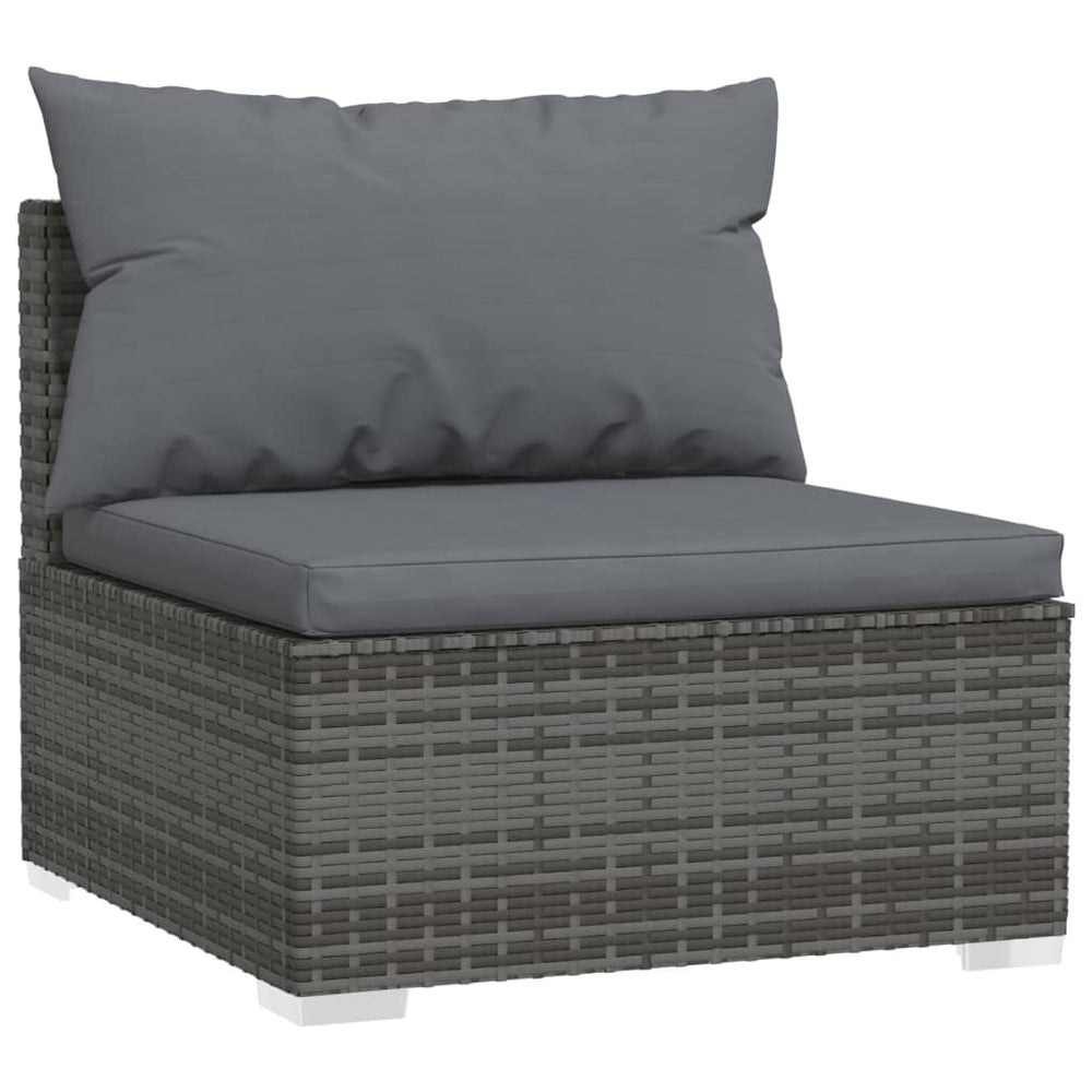 vidaXL 3-Seater Sofa with Cushions Gray Poly Rattan-1