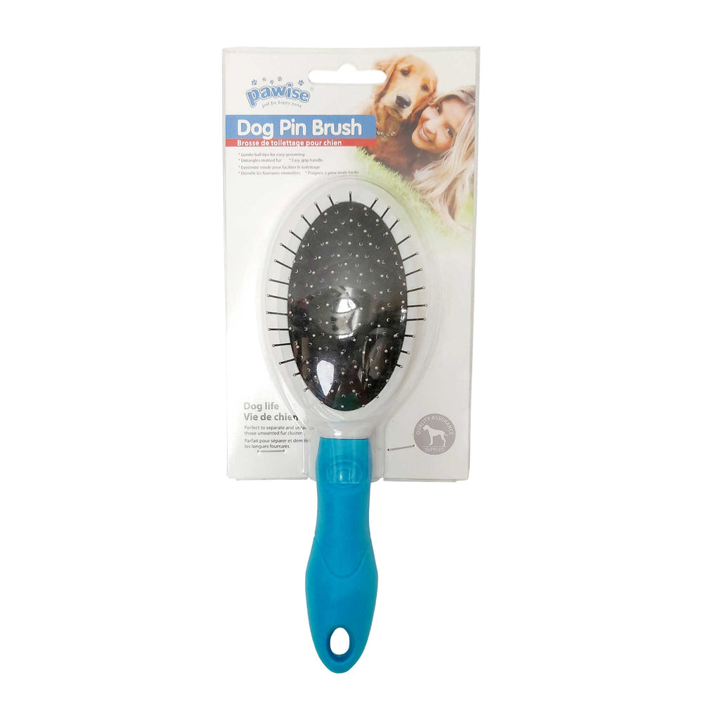 Dog Pin Brush Soft Ball Oval Untangling Anti Slip Handle Pet Cat Grooming Pawise-1
