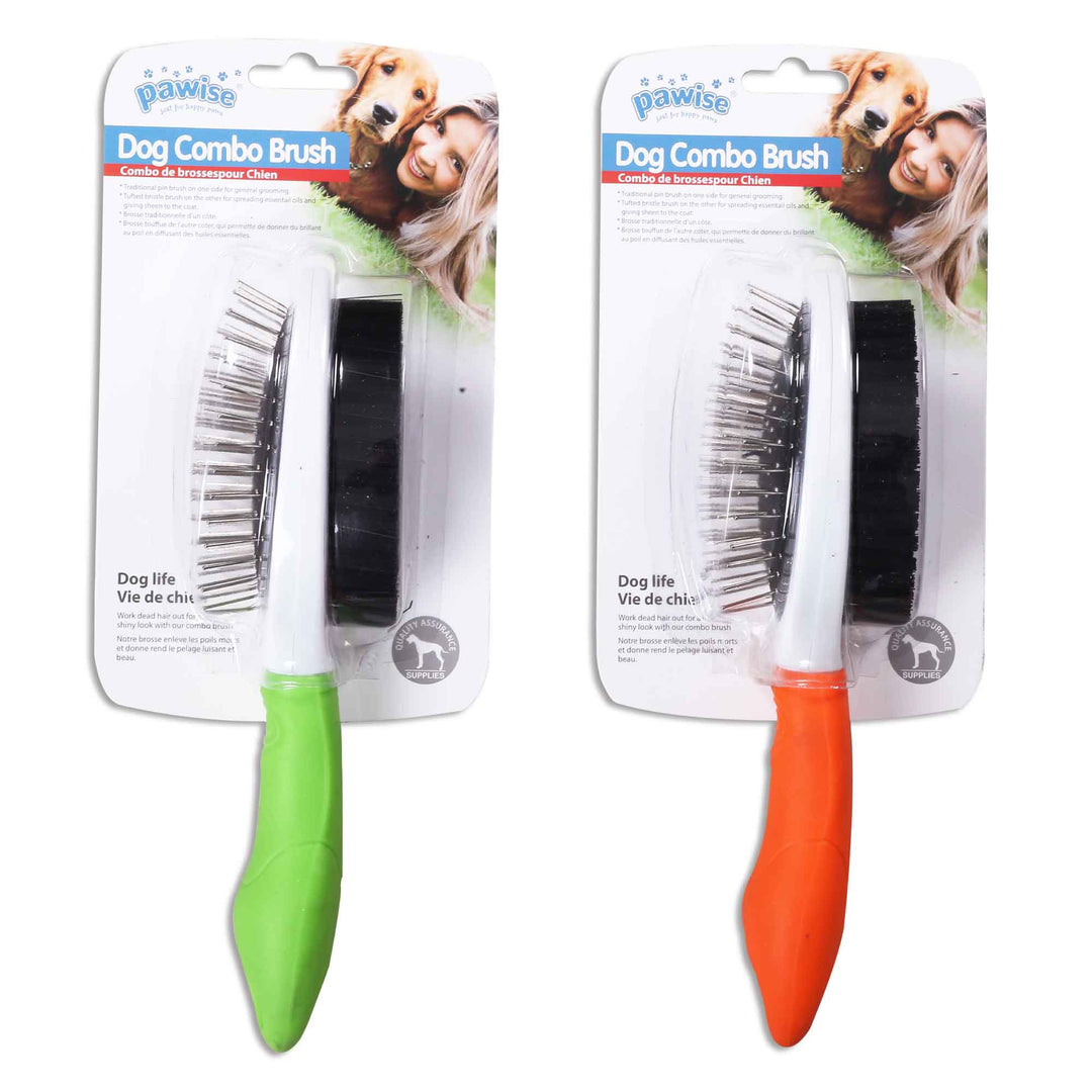 Dog Double Sided Brush Combo Bristle Pins Cat Pet Shedding Comb Grooming Pawise-0