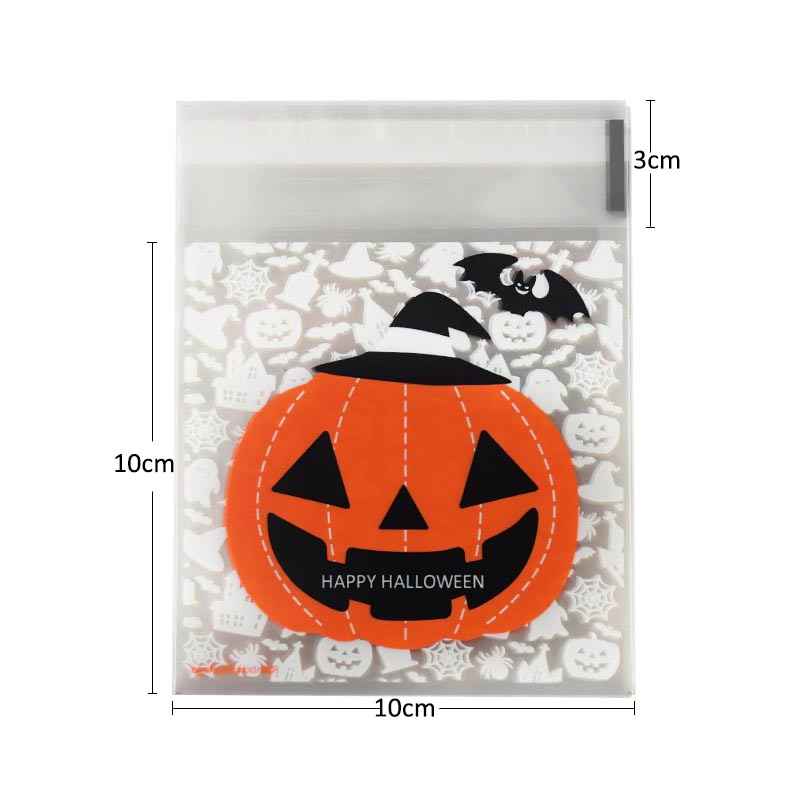 50/100pcs Self Adhesive Cellophane Halloween Treat Bags