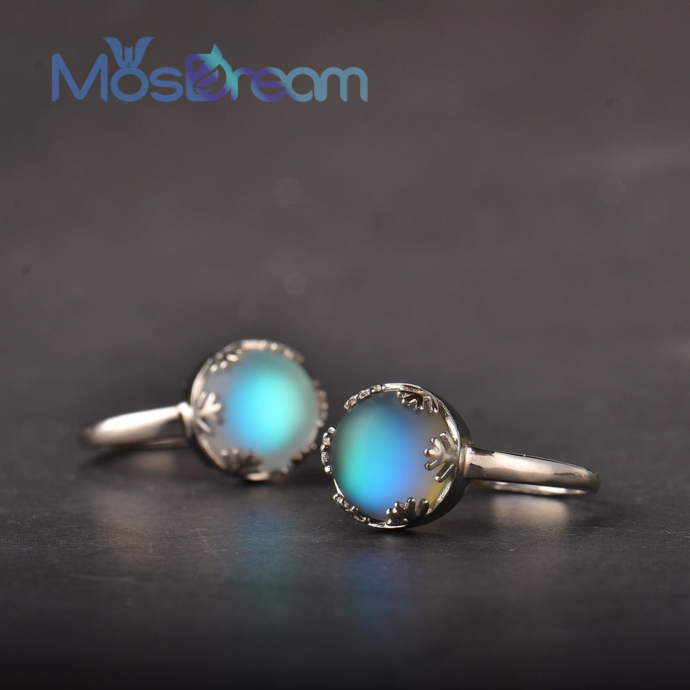 ITSMOS Moonlight Ladies Aurora Rings s925 Silver Blue Light Crystal Elegant Jewelry Birthdays Romatic Gift for Women