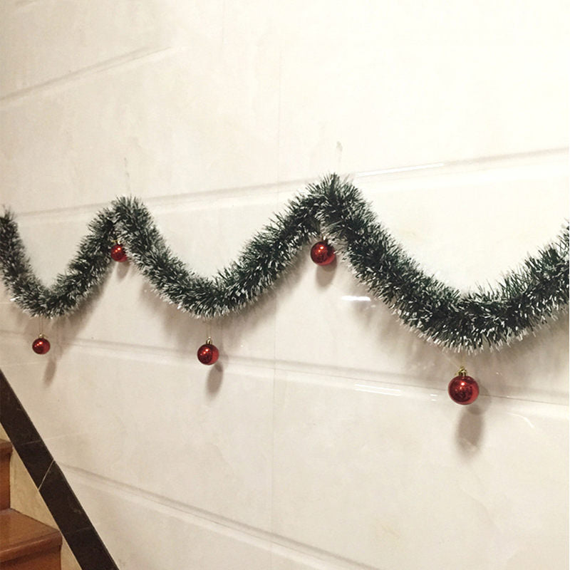 Frosted Faux Pine Garland with Festive Holiday Bows