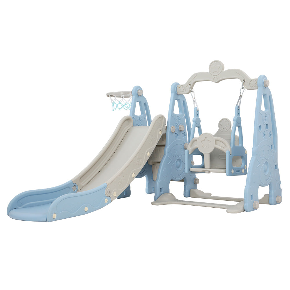 Keezi Kids Slide 170cm Extra Long Swing Basketball Hoop Toddlers PlaySet Blue-0