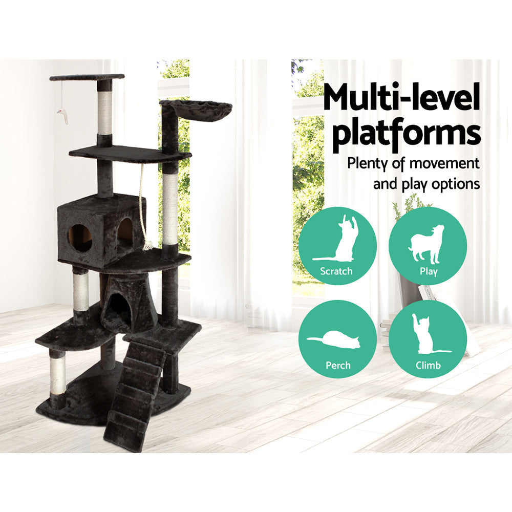 i.Pet Cat Tree 193cm Trees Scratching Post Scratcher Tower Condo House Furniture Wood-10