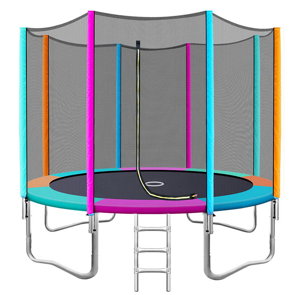 10FT Trampoline Round Trampolines Kids Safety Net Enclosure Pad Outdoor Gift Multi-coloured-0