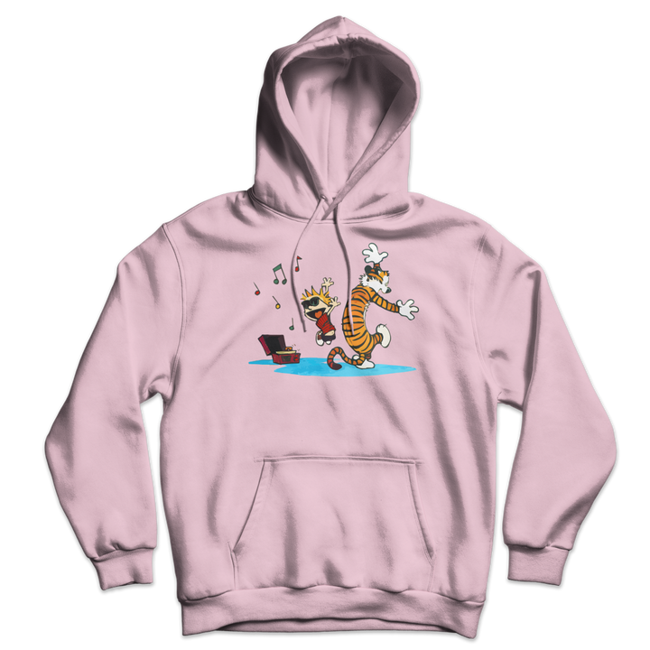 Calvin and Hobbes Dancing with Record Player Unisex Hoodie-8