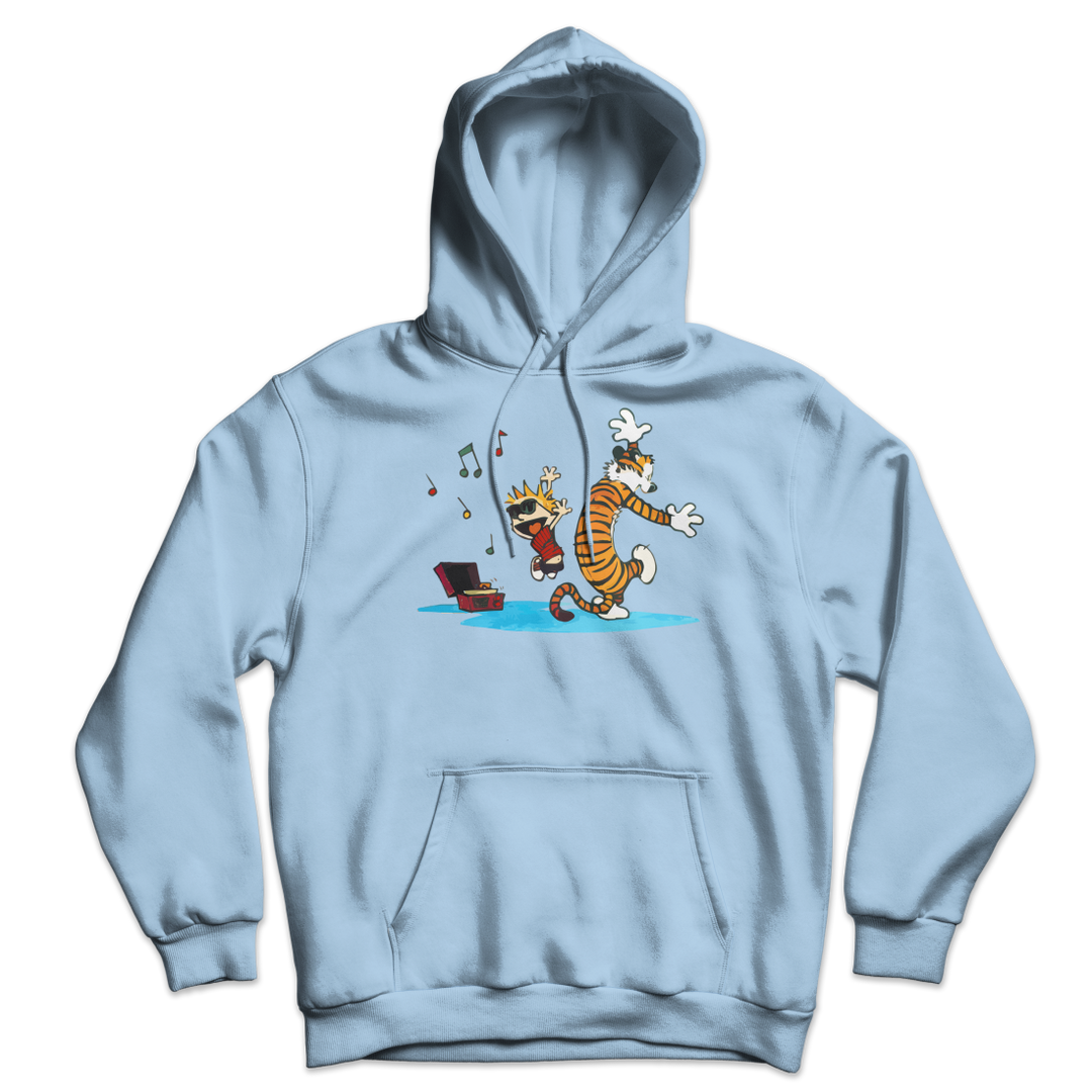 Calvin and Hobbes Dancing with Record Player Unisex Hoodie-6