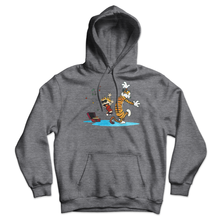 Calvin and Hobbes Dancing with Record Player Unisex Hoodie-10