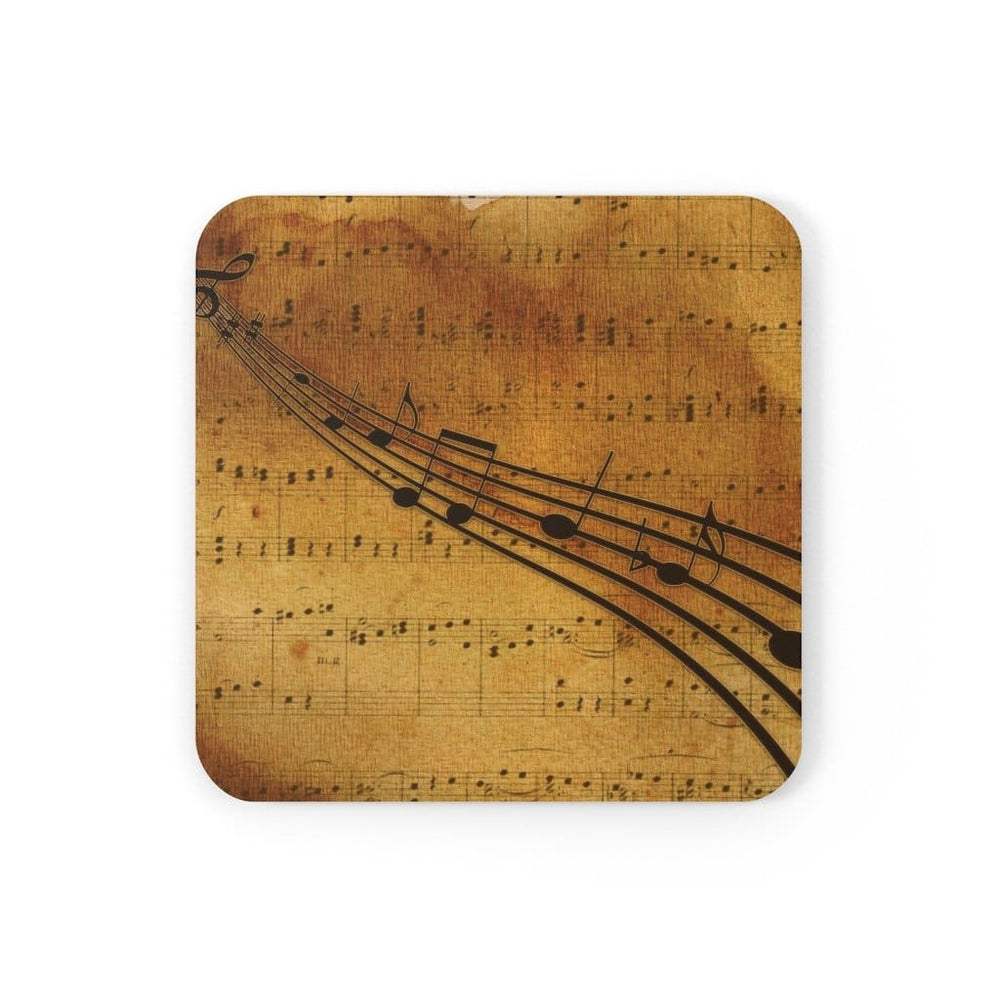 Corkwood Coaster 4 Piece Set, Brown Musical Note Style Coasters-1