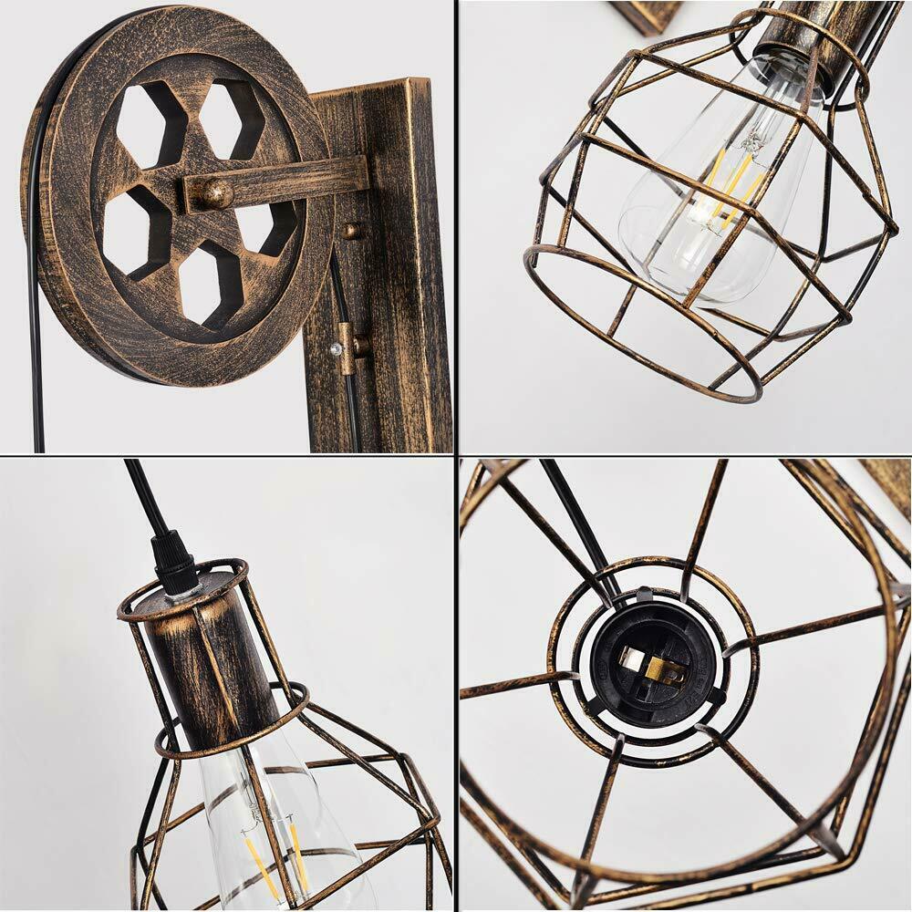Industrial Pulley Wall Sconce Cage Wall Light Home Restaurant Farmhouse~1163-12