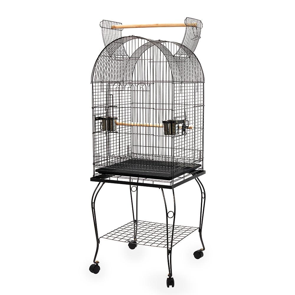 Large Bird Cage with Perch - Black-0