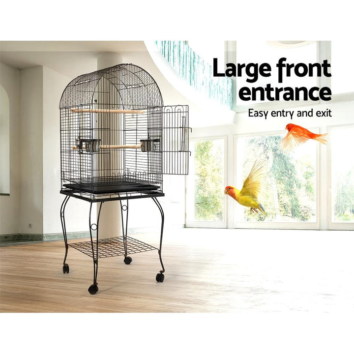 Large Bird Cage with Perch - Black-2