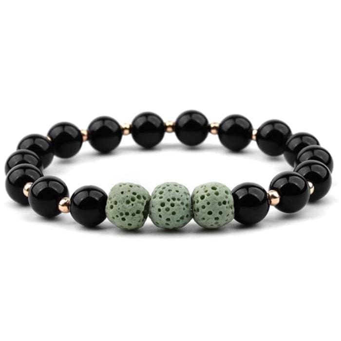 Lava Stone Bracelet - Black Light Green-0