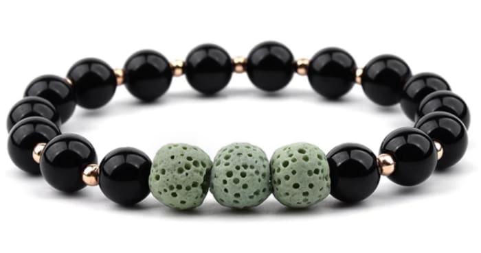 Lava Stone Bracelet - Black Light Green-1