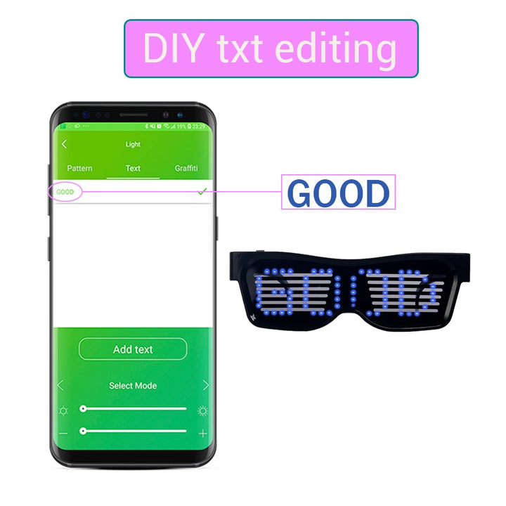 Magic Bluetooth LED Party Glasses APP Control Luminous Glasses EMD DJ Electric Syllables Glow Party Supplies Drop Shipping-2