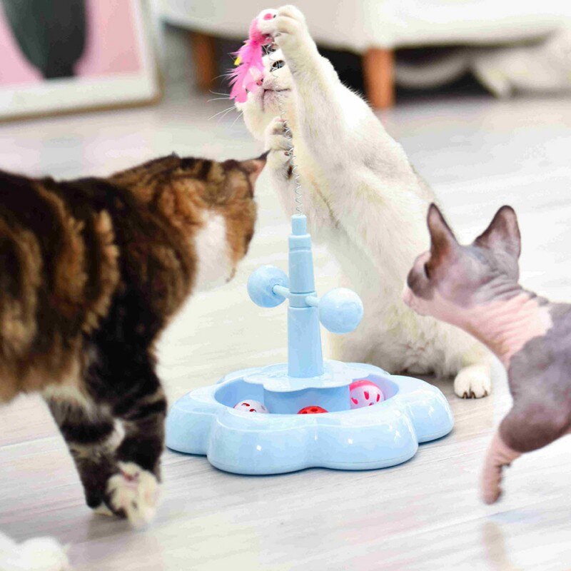 Pet Cat Stick Toy Funny Tower Tracks Disc Cat Tracks Toys Training Intelligence Amusement Plate Cat Ball Toys For Cats Kitten-0