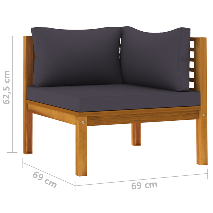 vidaXL 2 Piece Sofa Set with Dark Gray Cushions Solid Acacia Wood-2