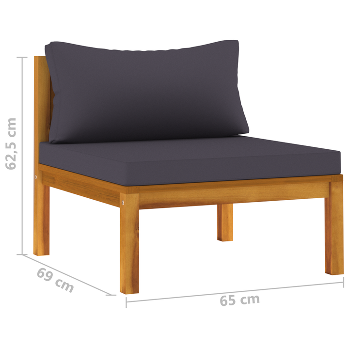 vidaXL 2 Piece Sofa Set with Dark Gray Cushions Solid Acacia Wood-4