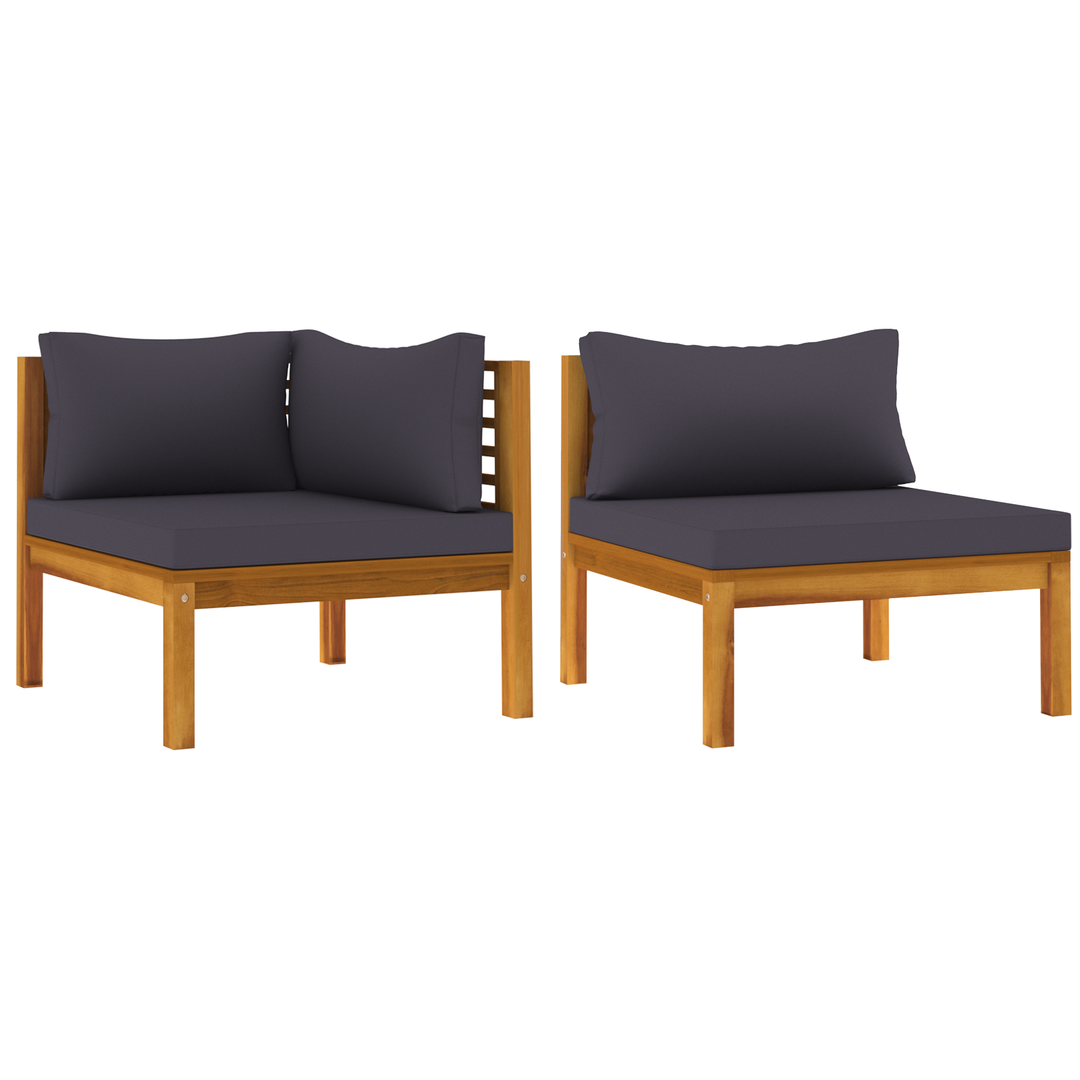vidaXL 2 Piece Sofa Set with Dark Gray Cushions Solid Acacia Wood-1