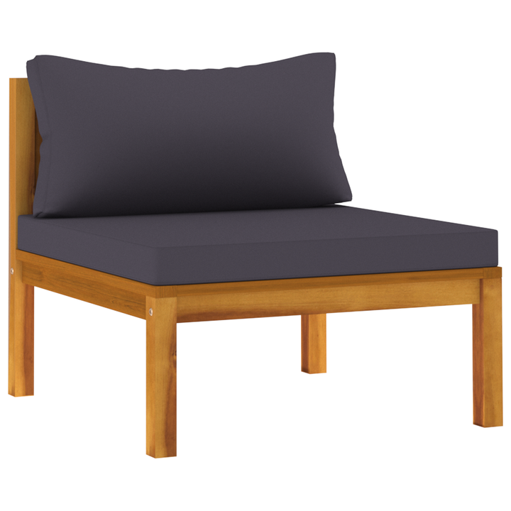 vidaXL 2 Piece Sofa Set with Dark Gray Cushions Solid Acacia Wood-5