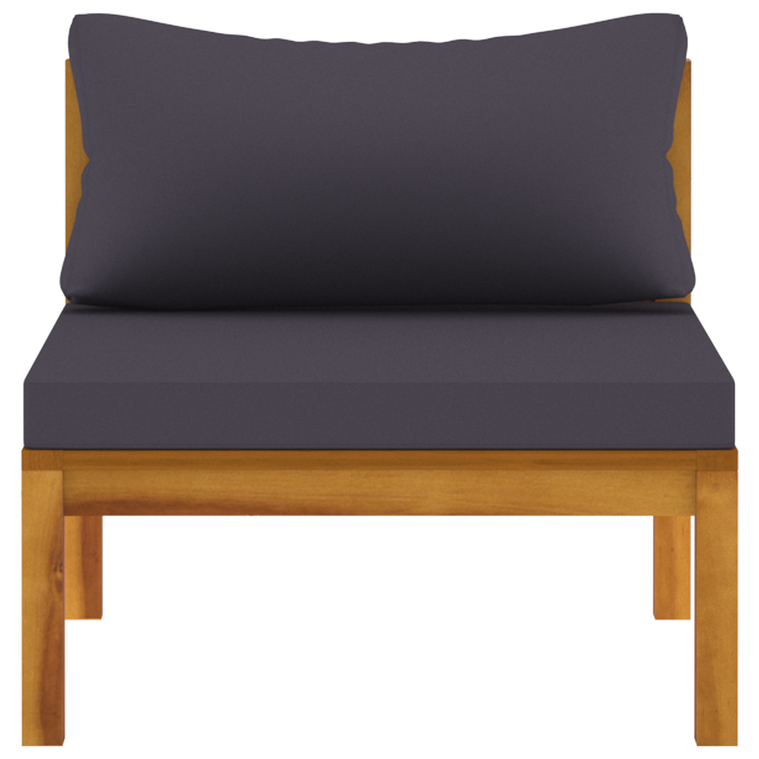 vidaXL 2 Piece Sofa Set with Dark Gray Cushions Solid Acacia Wood-7