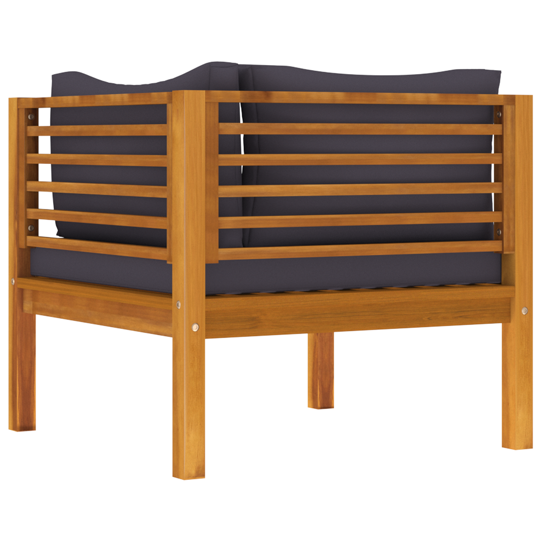 vidaXL 2 Piece Sofa Set with Dark Gray Cushions Solid Acacia Wood-11