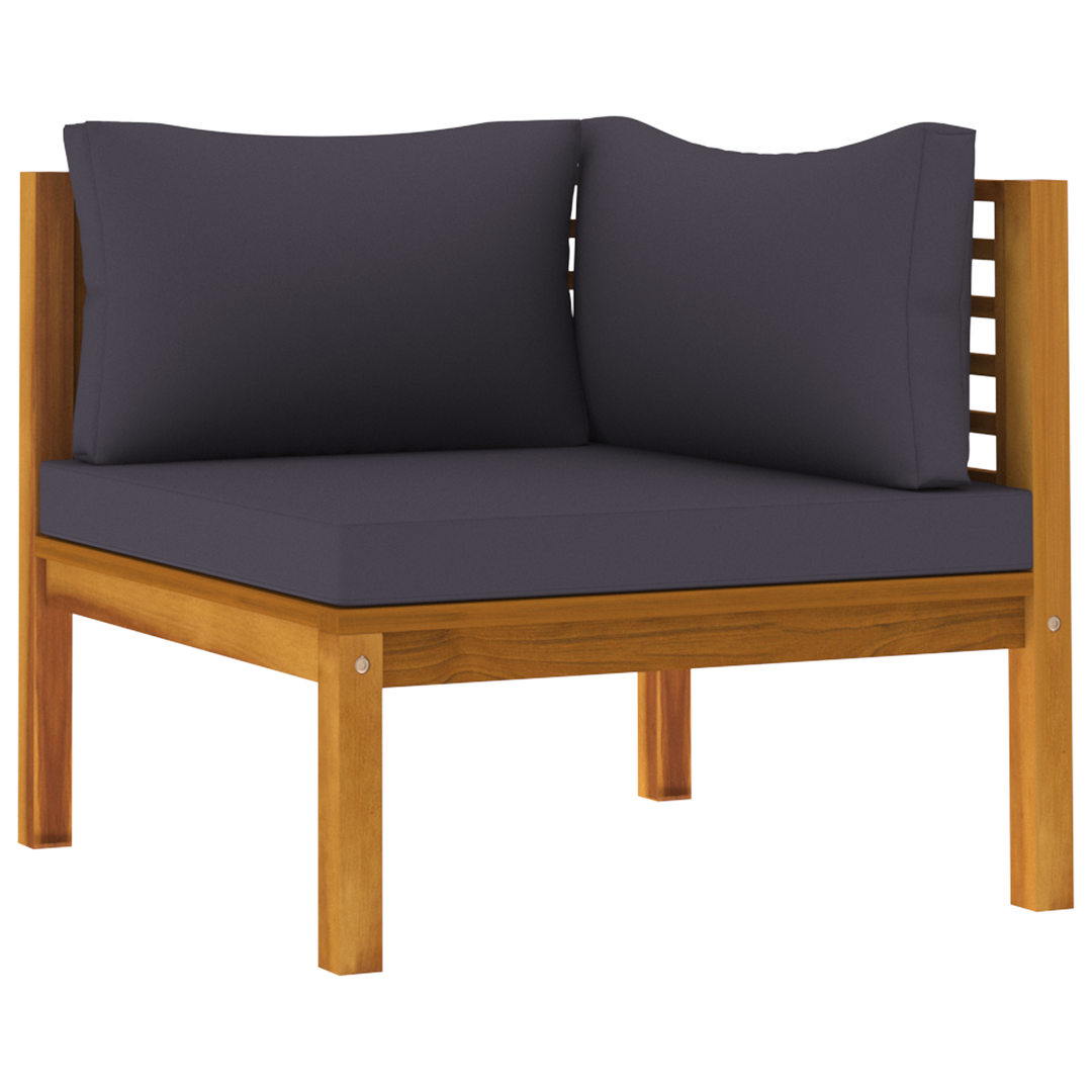 vidaXL 2 Piece Sofa Set with Dark Gray Cushions Solid Acacia Wood-13