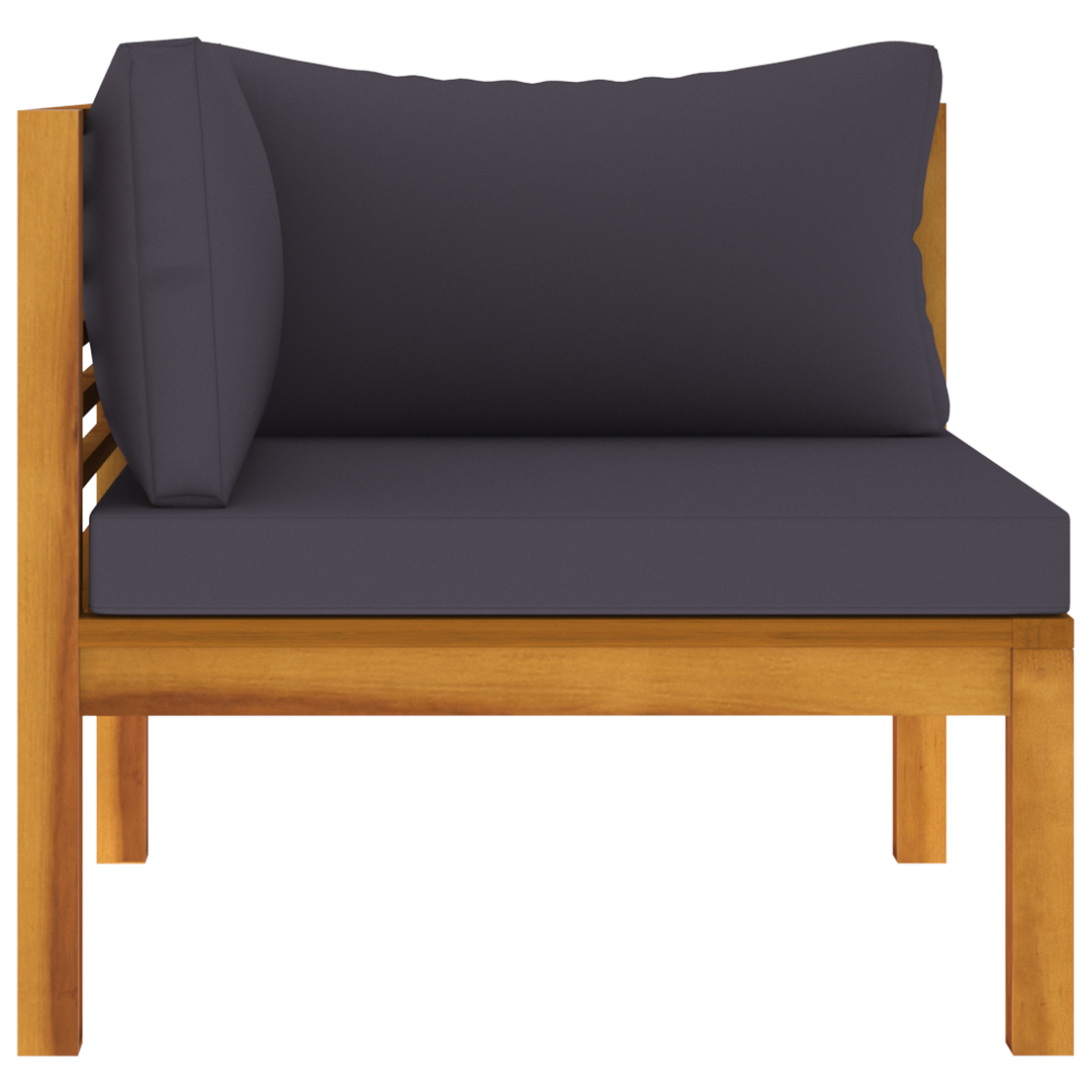 vidaXL 2 Piece Sofa Set with Dark Gray Cushions Solid Acacia Wood-17