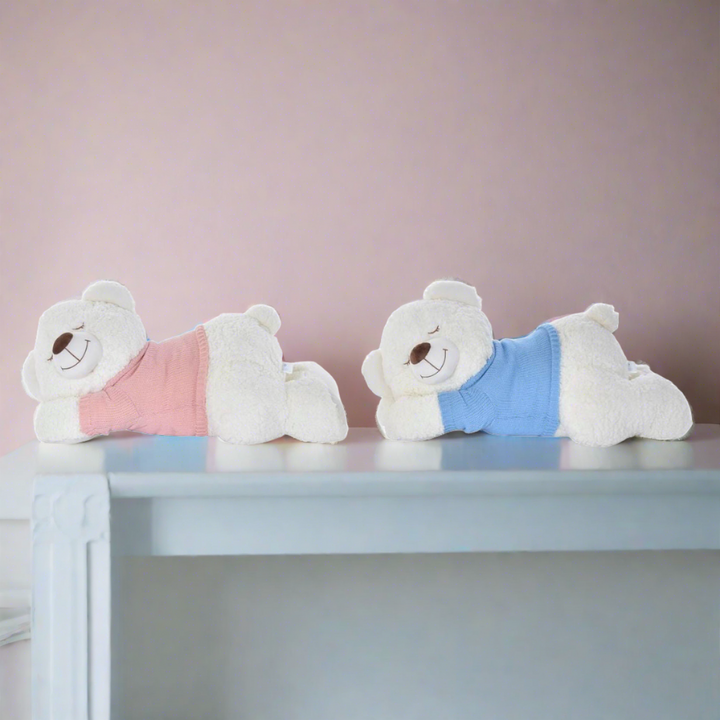 Pluszowy Niedźwiadek DKD Home Decor 70 x 30 x 30 cm Niebieski Różowy Biały Dziecięcy (2 Sztuk)