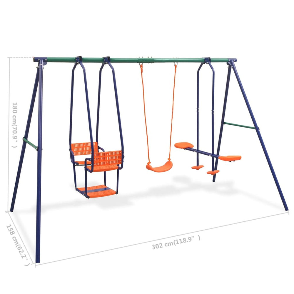 vidaXL Swing Set with 5 Seats Orange-1