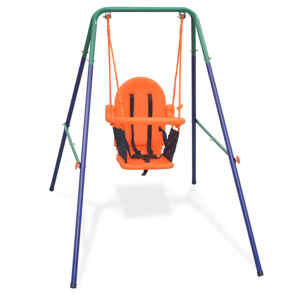 vidaXL Toddler Swing Set with Safety Harness Orange-0