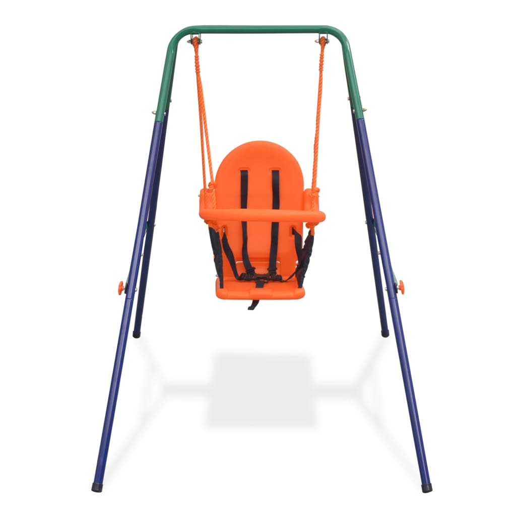 vidaXL Toddler Swing Set with Safety Harness Orange-1