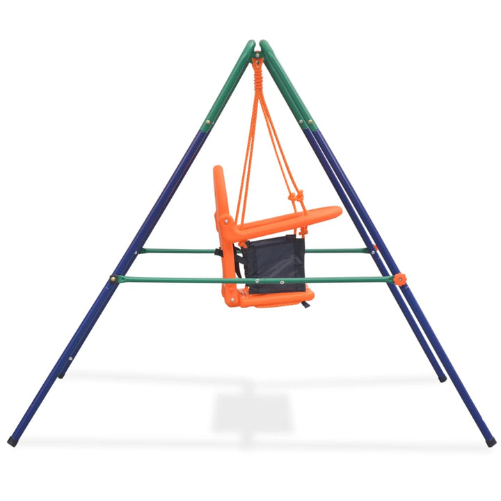 vidaXL Toddler Swing Set with Safety Harness Orange-2