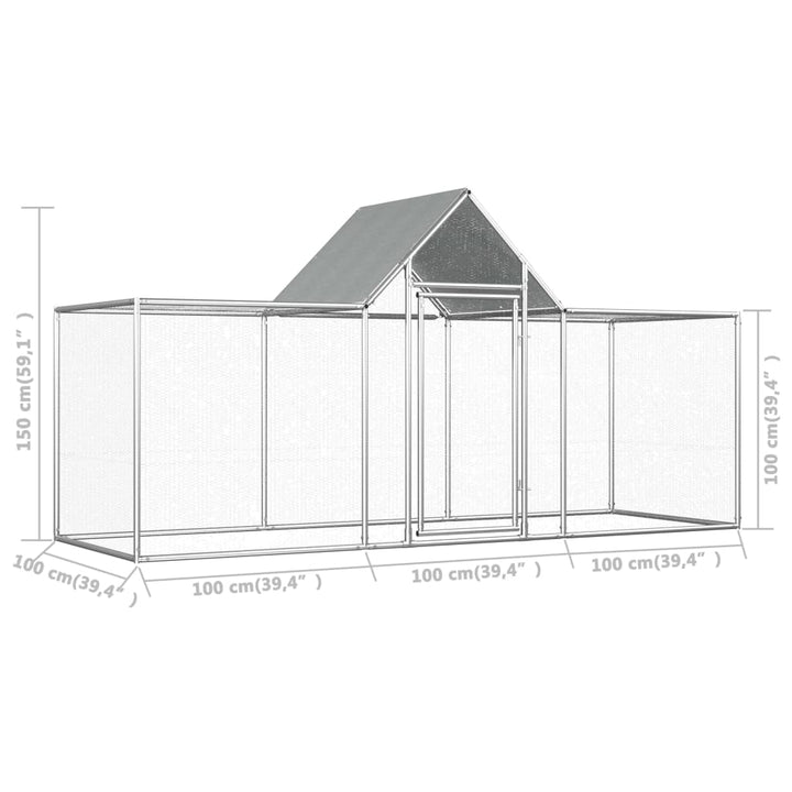 vidaXL Chicken Coop Galvanized Steel Pet Animal House Cage Carrier Multi Sizes-5