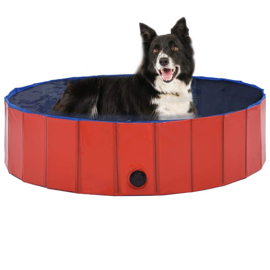vidaXL Foldable Dog Swimming Pool PVC Animal Pet Supply Red/Blue Multi Sizes-3