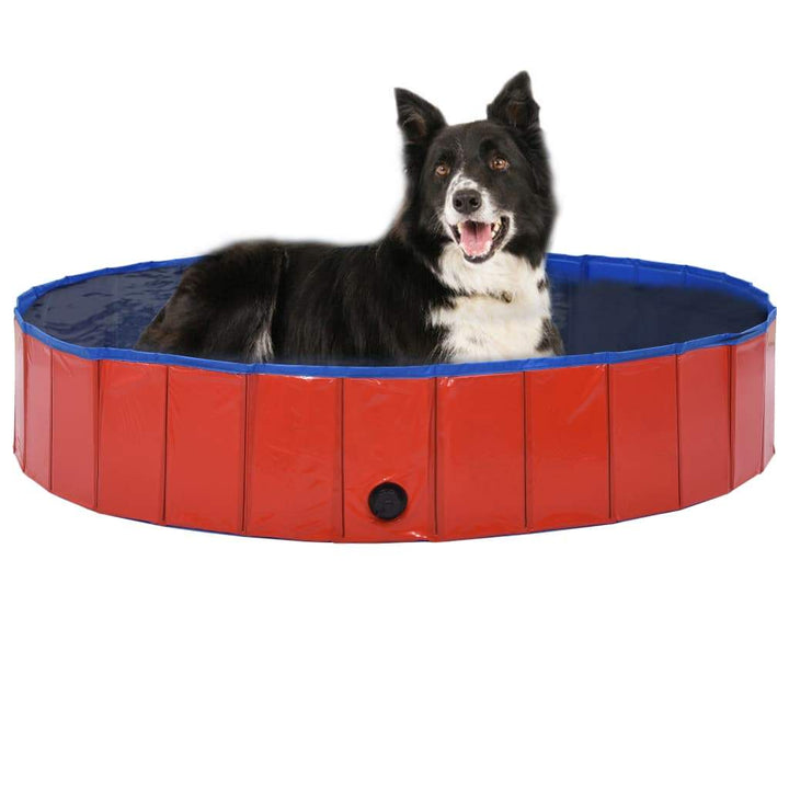 vidaXL Foldable Dog Swimming Pool PVC Animal Pet Supply Red/Blue Multi Sizes-6