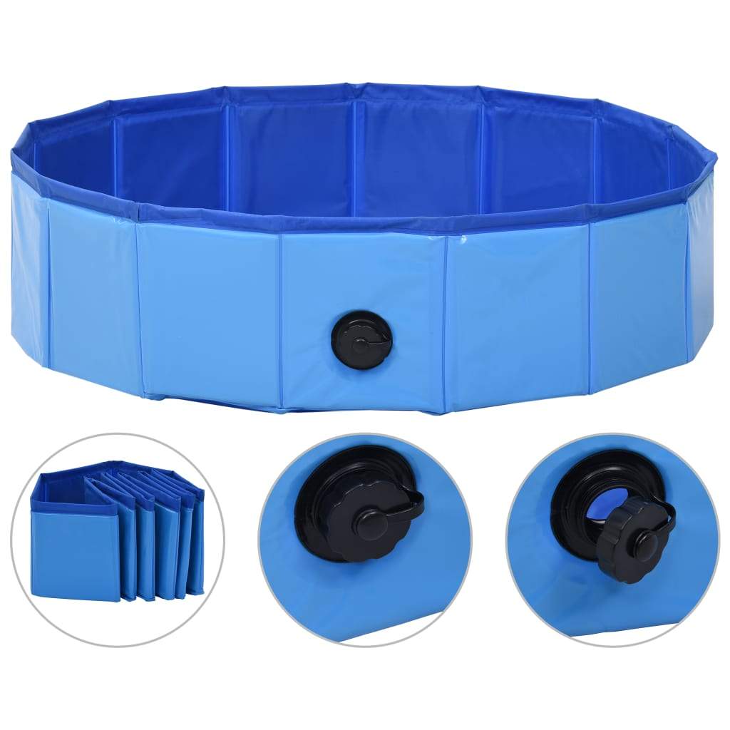 vidaXL Foldable Dog Swimming Pool PVC Animal Pet Supply Red/Blue Multi Sizes-10