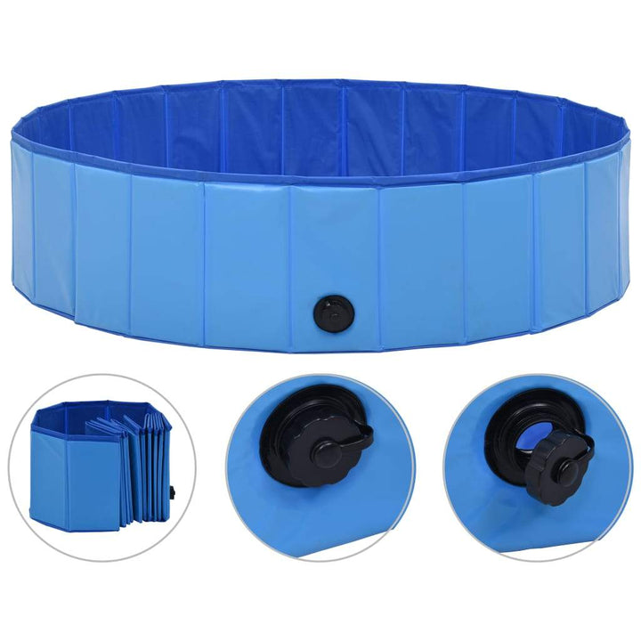 vidaXL Foldable Dog Swimming Pool PVC Animal Pet Supply Red/Blue Multi Sizes-13