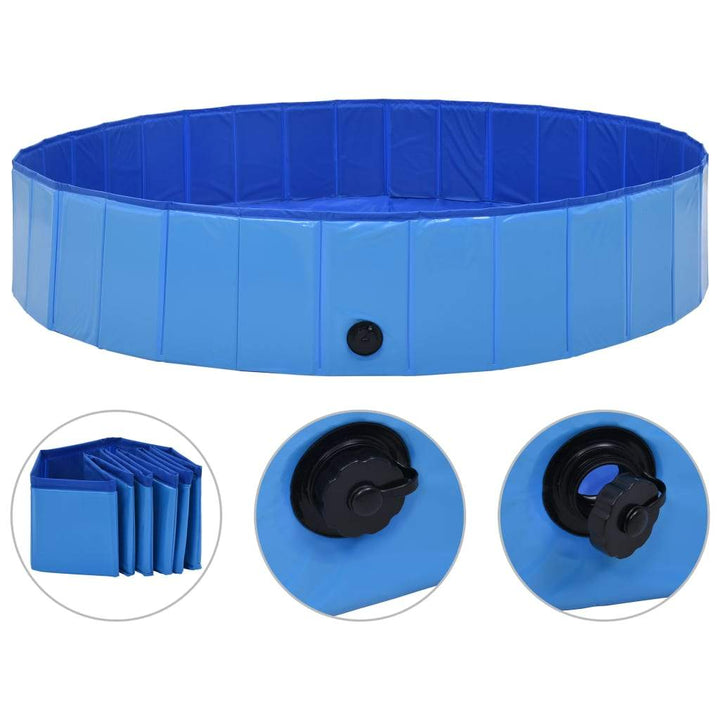 vidaXL Foldable Dog Swimming Pool PVC Animal Pet Supply Red/Blue Multi Sizes-15