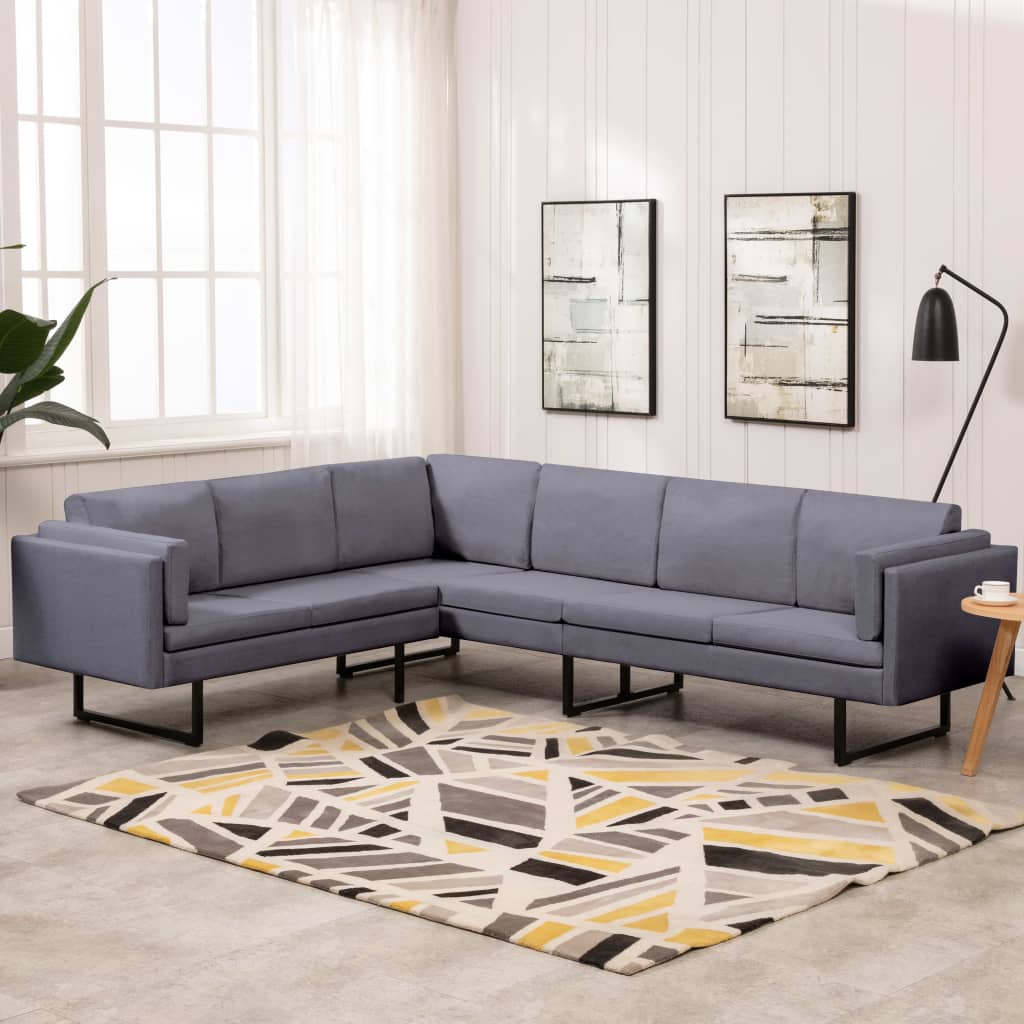 vidaXL Corner Sofa L-shaped Fabric Steel Chaise Lounge Loveseat Multi Colors-0