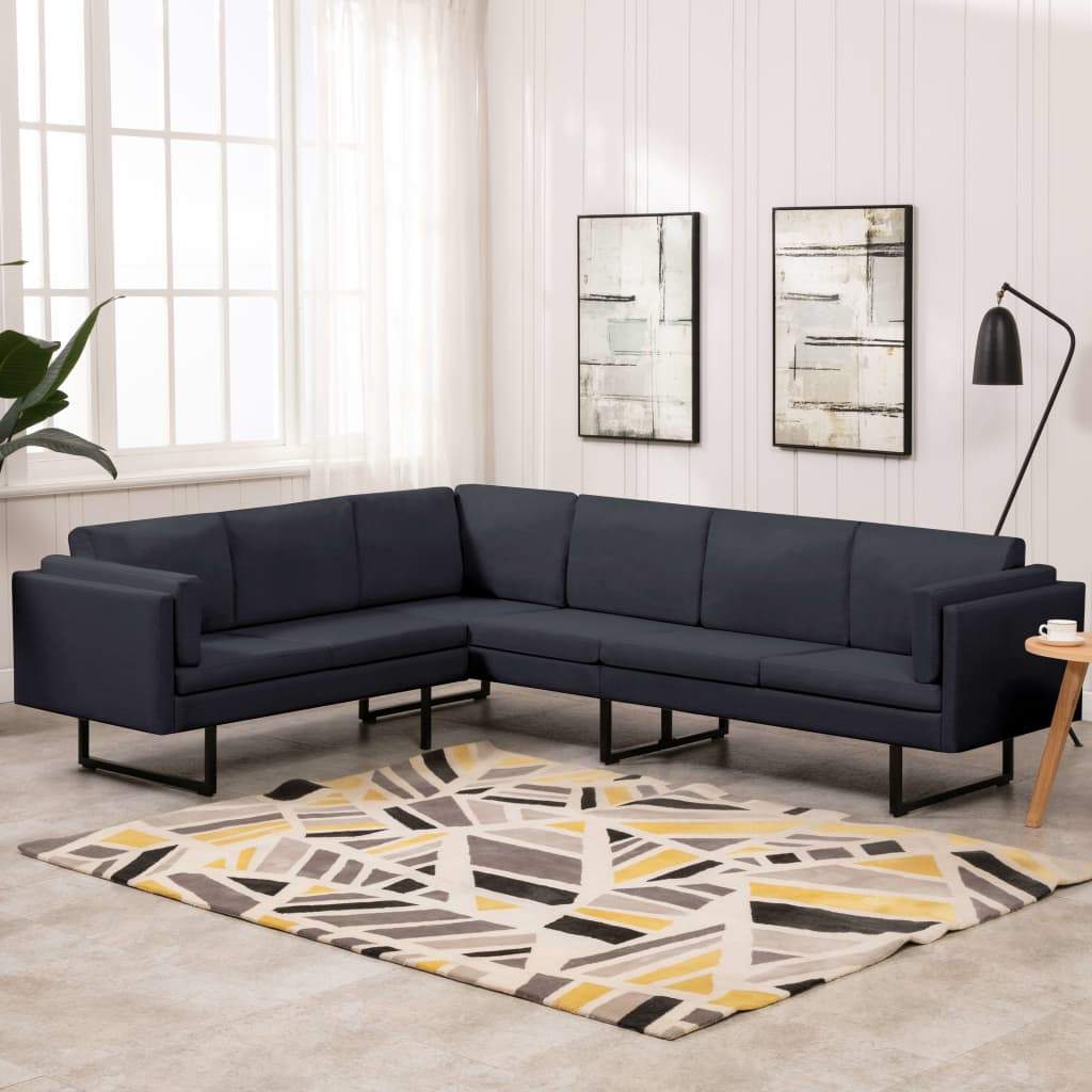 vidaXL Corner Sofa L-shaped Fabric Steel Chaise Lounge Loveseat Multi Colors-3