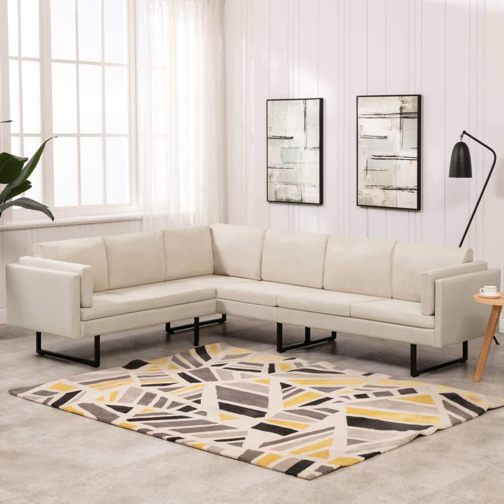 vidaXL Corner Sofa L-shaped Fabric Steel Chaise Lounge Loveseat Multi Colors-6
