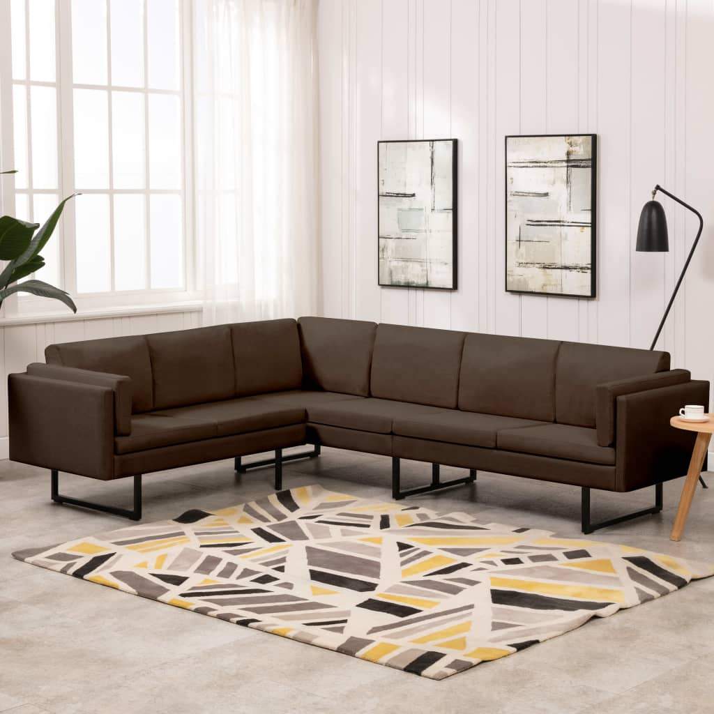 vidaXL Corner Sofa L-shaped Fabric Steel Chaise Lounge Loveseat Multi Colors-9