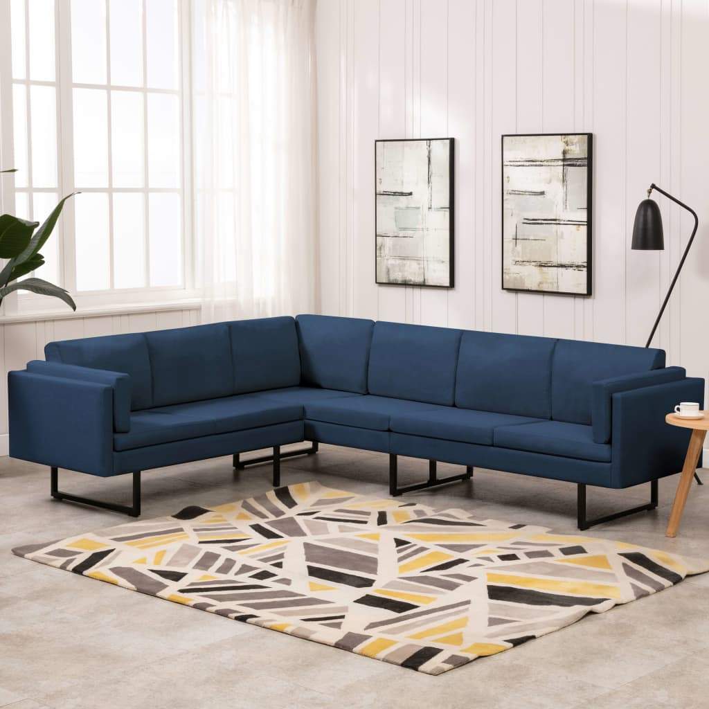 vidaXL Corner Sofa L-shaped Fabric Steel Chaise Lounge Loveseat Multi Colors-12