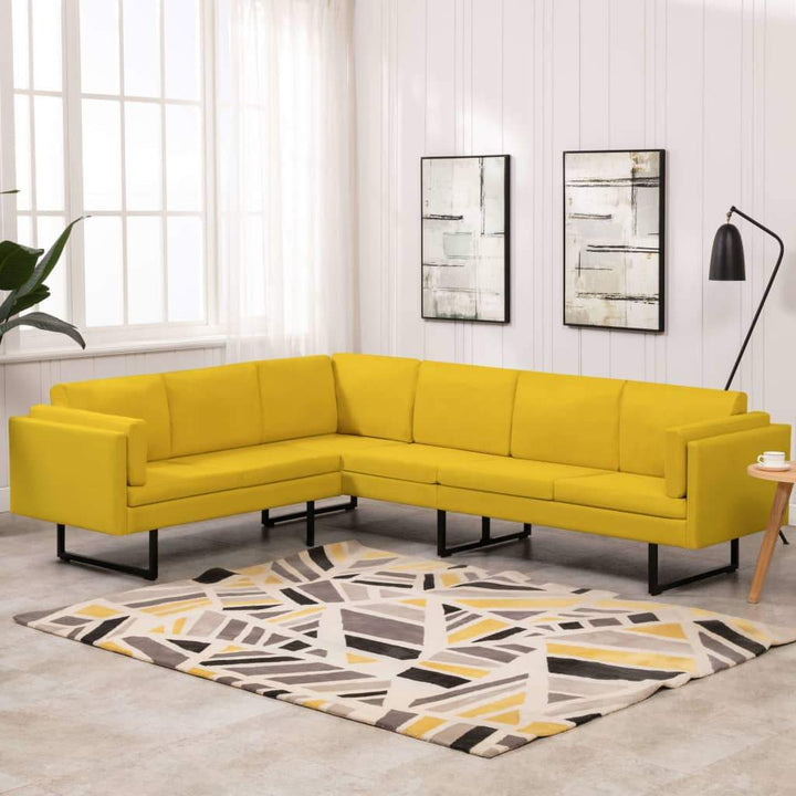 vidaXL Corner Sofa L-shaped Fabric Steel Chaise Lounge Loveseat Multi Colors-15