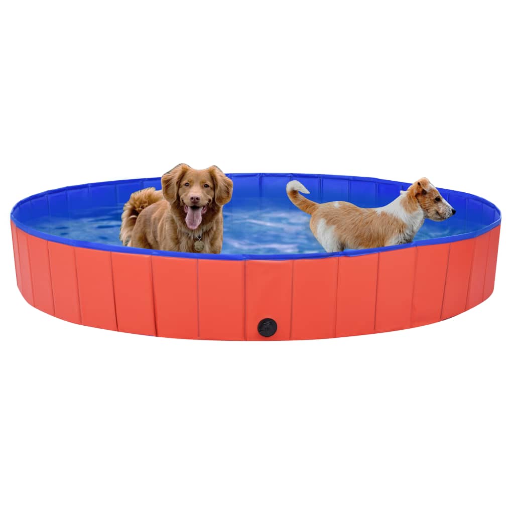 vidaXL Foldable Dog Swimming Pool PVC Animal Pet Supply Red/Blue Multi Sizes-19