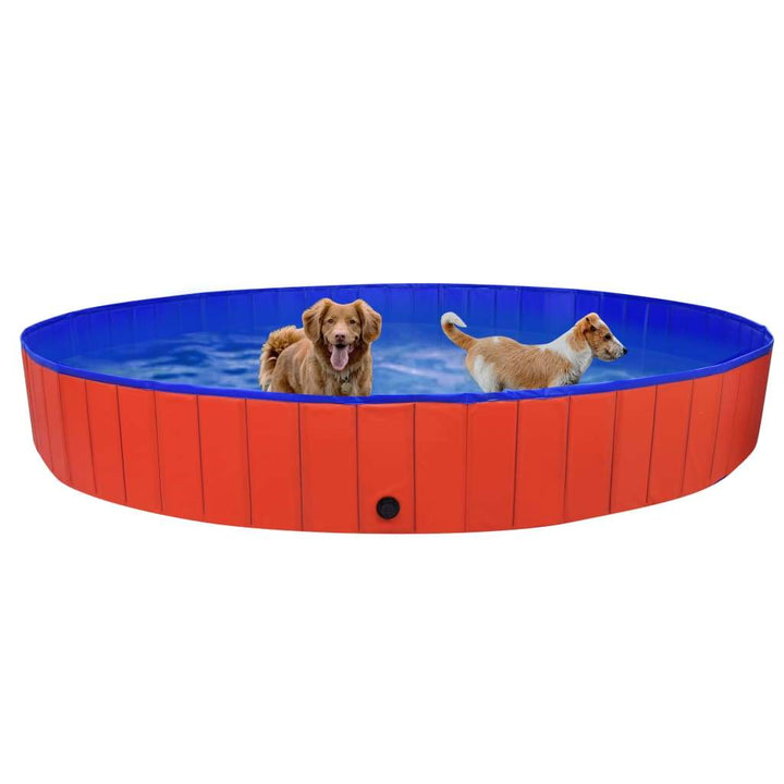 vidaXL Foldable Dog Swimming Pool PVC Animal Pet Supply Red/Blue Multi Sizes-22