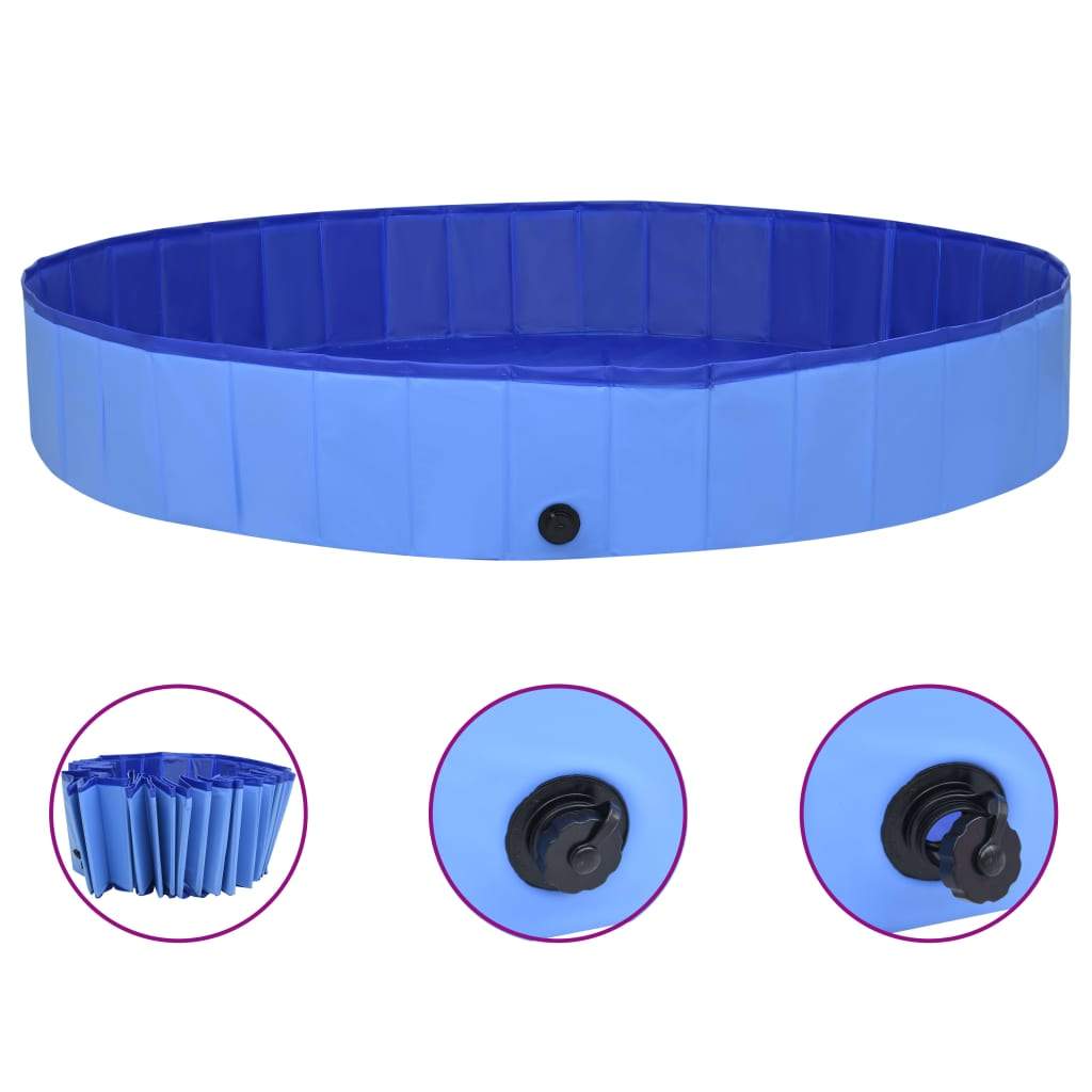 vidaXL Foldable Dog Swimming Pool PVC Animal Pet Supply Red/Blue Multi Sizes-27