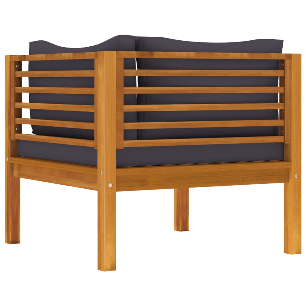 vidaXL 2 Piece Sofa Set with Dark Gray Cushions Solid Acacia Wood-16